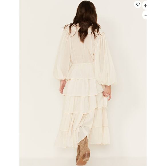 Jen's Pirate Booty Moon Maxi Dress White Ruffle Tiered Long Sleeve Sz XS - Picture 5 of 14